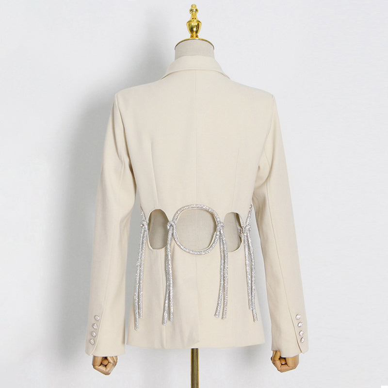 Penthouse Tassel Knotted Hollowed Out Back Blazer
