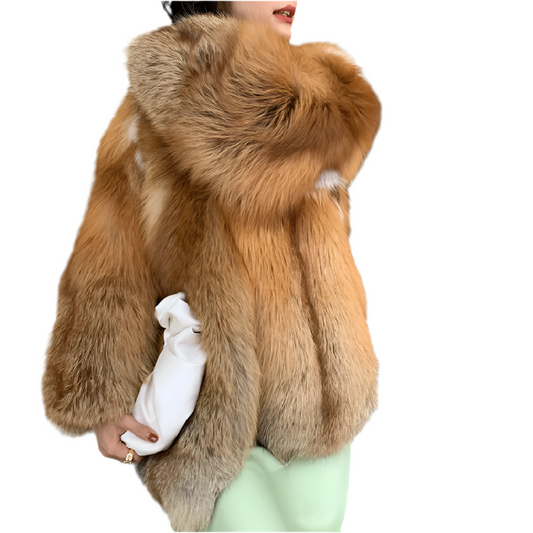 At The Top Real Red Fox Fur Coat Mid Length